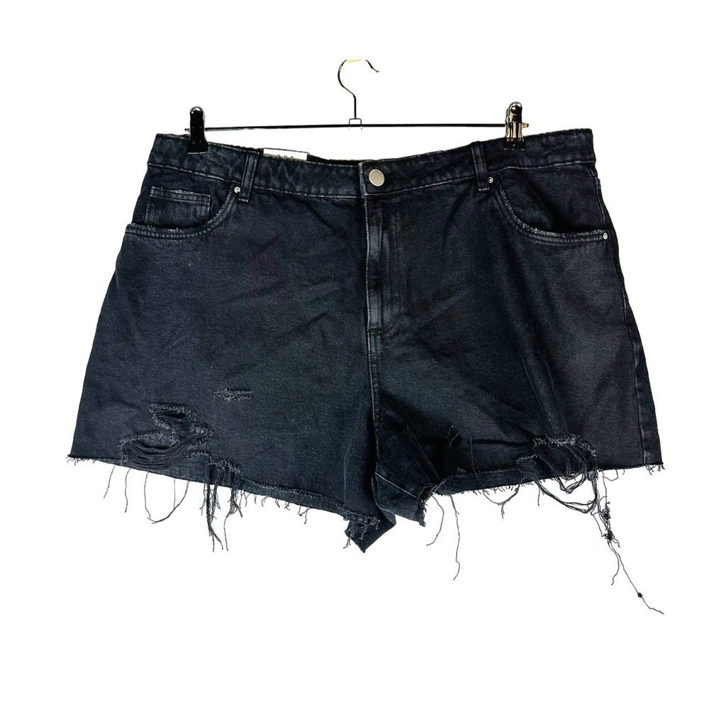 New Cotton On Womans Sz 18 Curve High Rise Distressed Denim Shorts Stretch NWT